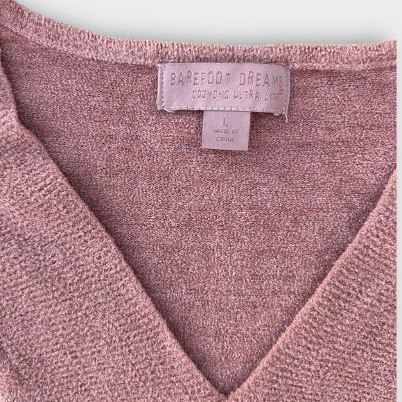 Barefoot Dreams CozyChic Ultra Lite V-Neck Sweater Women's Large Dusty Pink Cozy - Picture 5 of 7